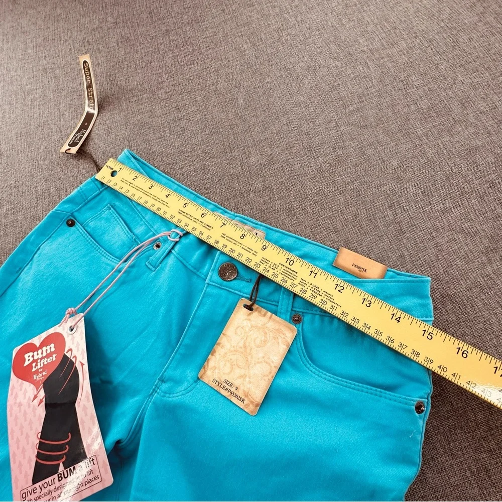 NEW! Hybrid & Company Skinny‎ Jeans Bum Lifter Turquoise 9 Cotton Blend Stretch - Picture 10 of 14